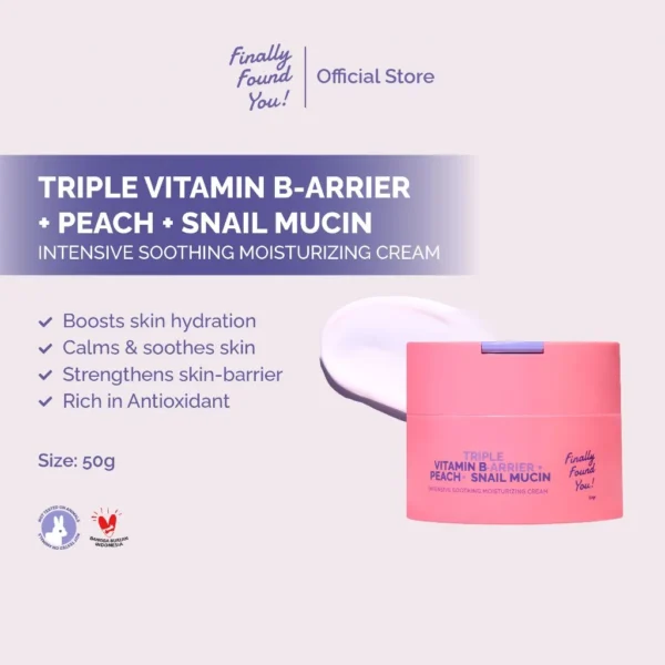 Finally Found You Moisturizer Triple Vitamin B-arrier + Peach + Snail Mucin