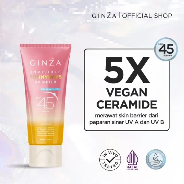 Ginza Invisible Sundays UV Shield Sunscreen Gel SPF 45 PA+++