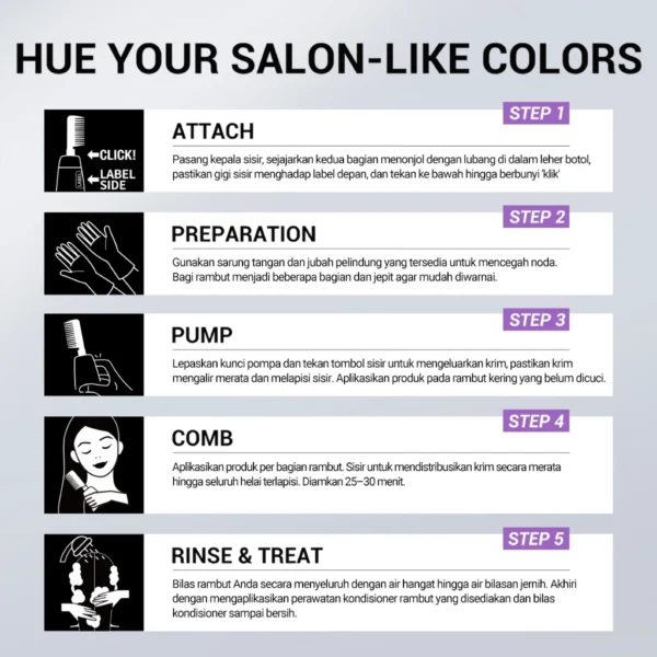 Hued Hair Professional Hi Sleek Comb-In Hair Color 160ml